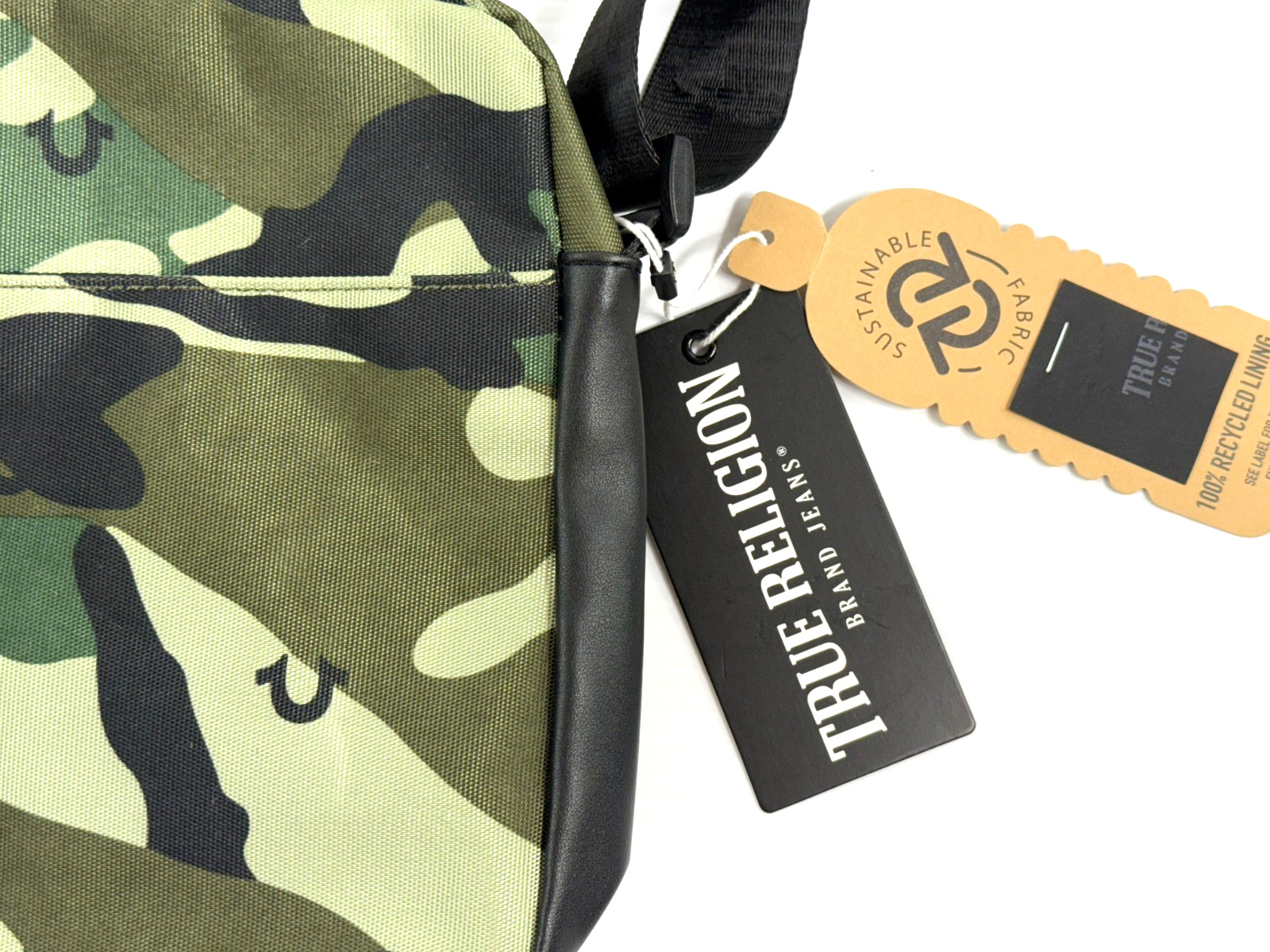 True Religion Nylon Sling Bag Adjustable Strap Camouflage