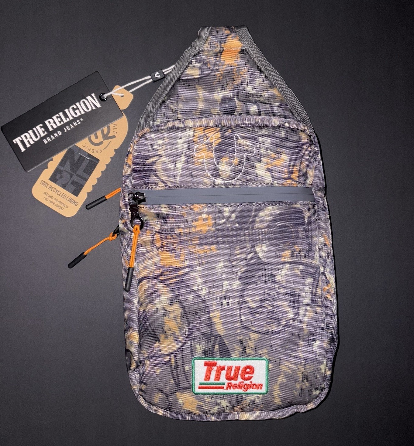 True Religion Monogram Horseshoe Crossbody Petrol Sling Camo New W/Tag