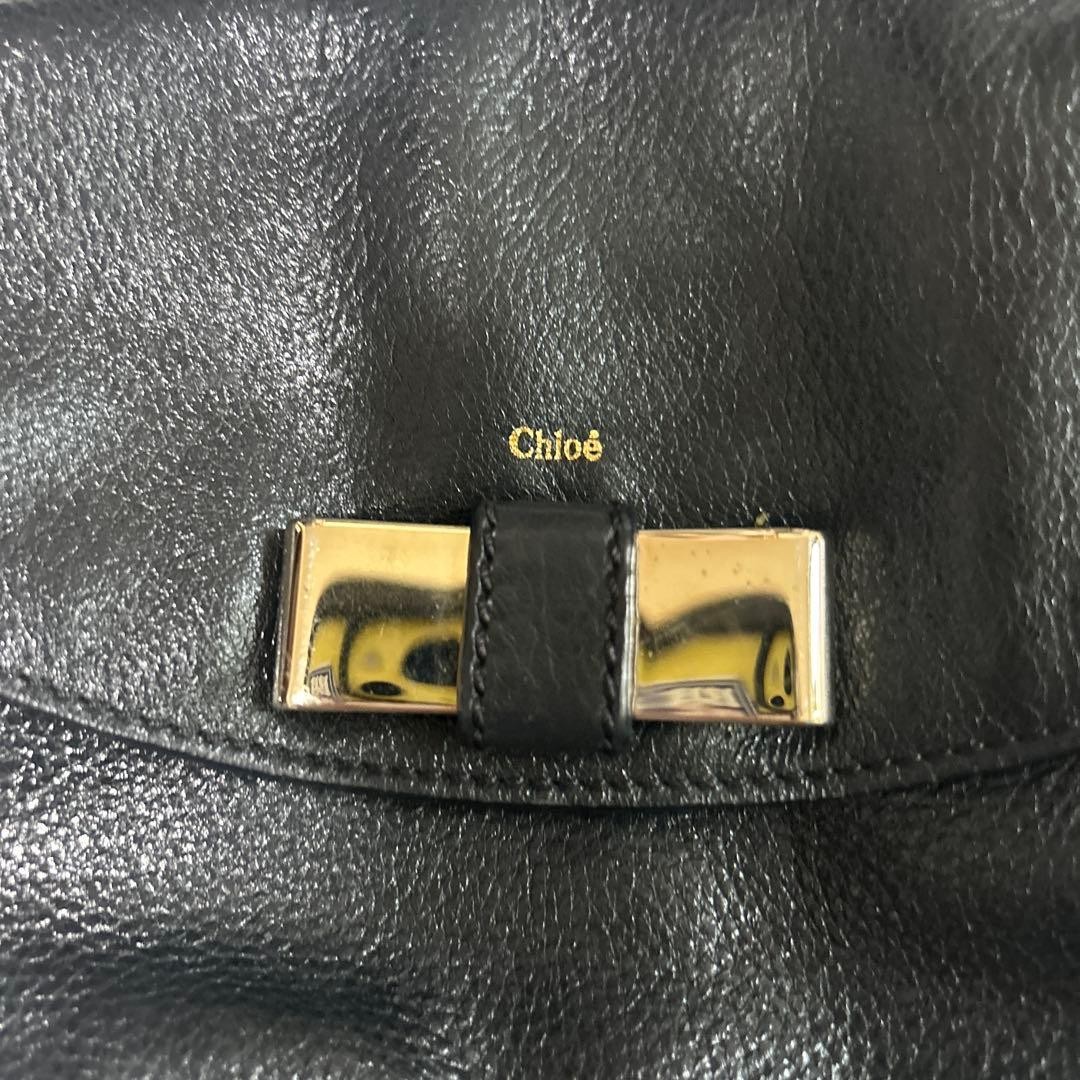 Chloé Lily Leather Bow Handbag Shoulder Bag 2way Black CH0626115
