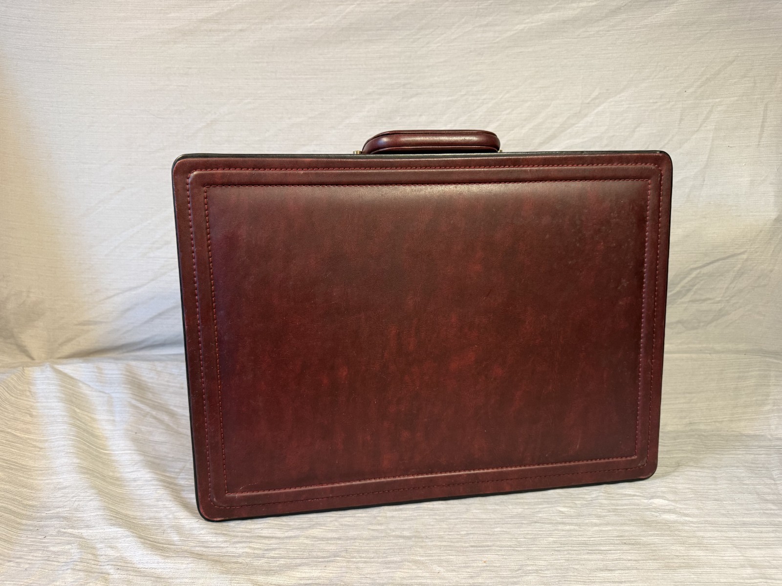 Vintage Reed Genuine Leather Attache Briefcase Locking Brown Executive Case 18”