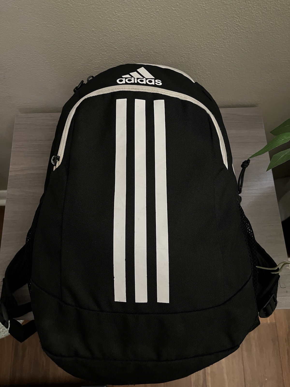 Adidas Black White 3-Stripes Backpack Bookbag School Laptop Travel Bag