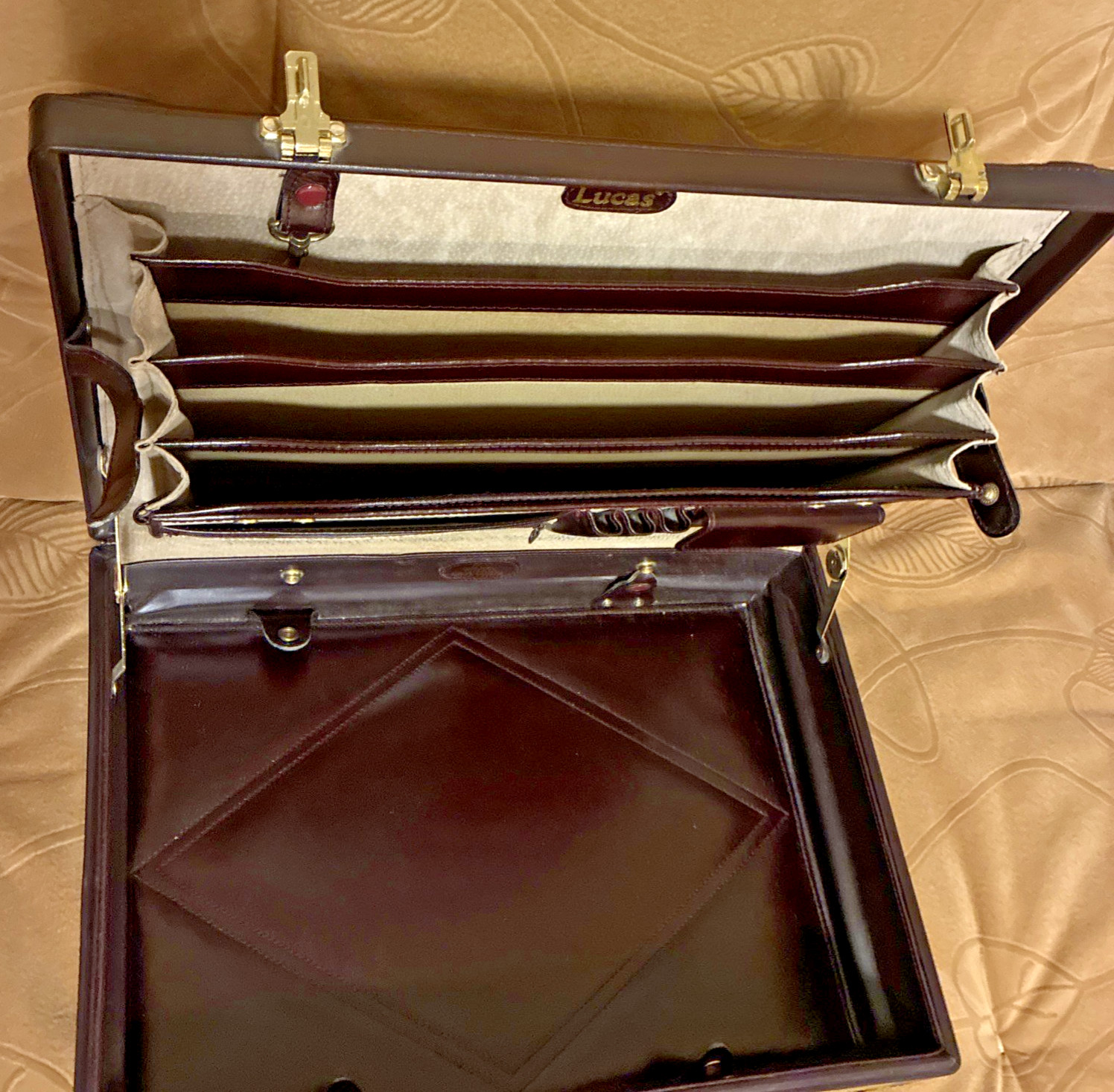Vintage Lucas leather Hard Sided Briefcase Combo Locks Burgundy