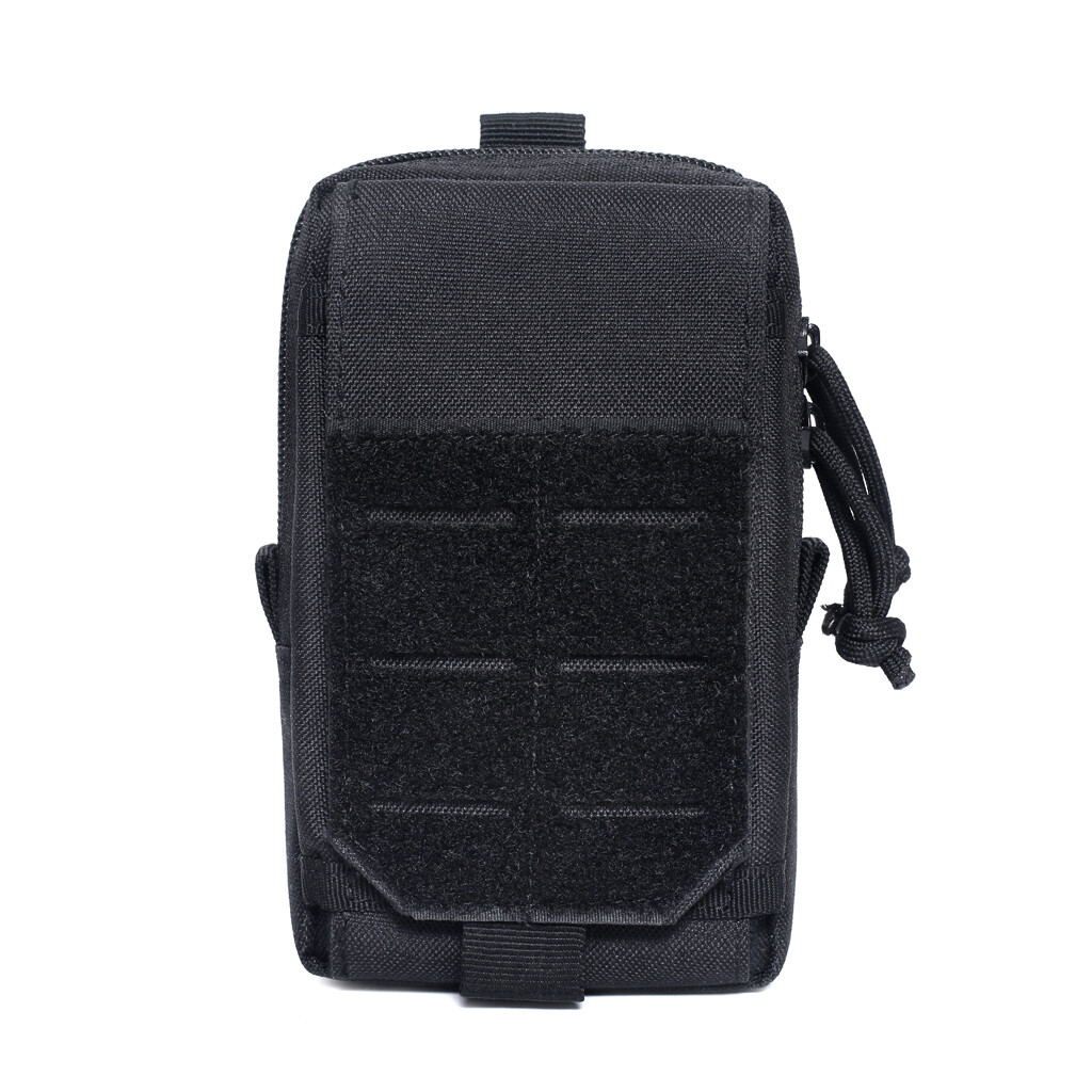 Black Nylon Tactical Molle Waist Bag Storage Pack Durable with Webbing Belt Loop