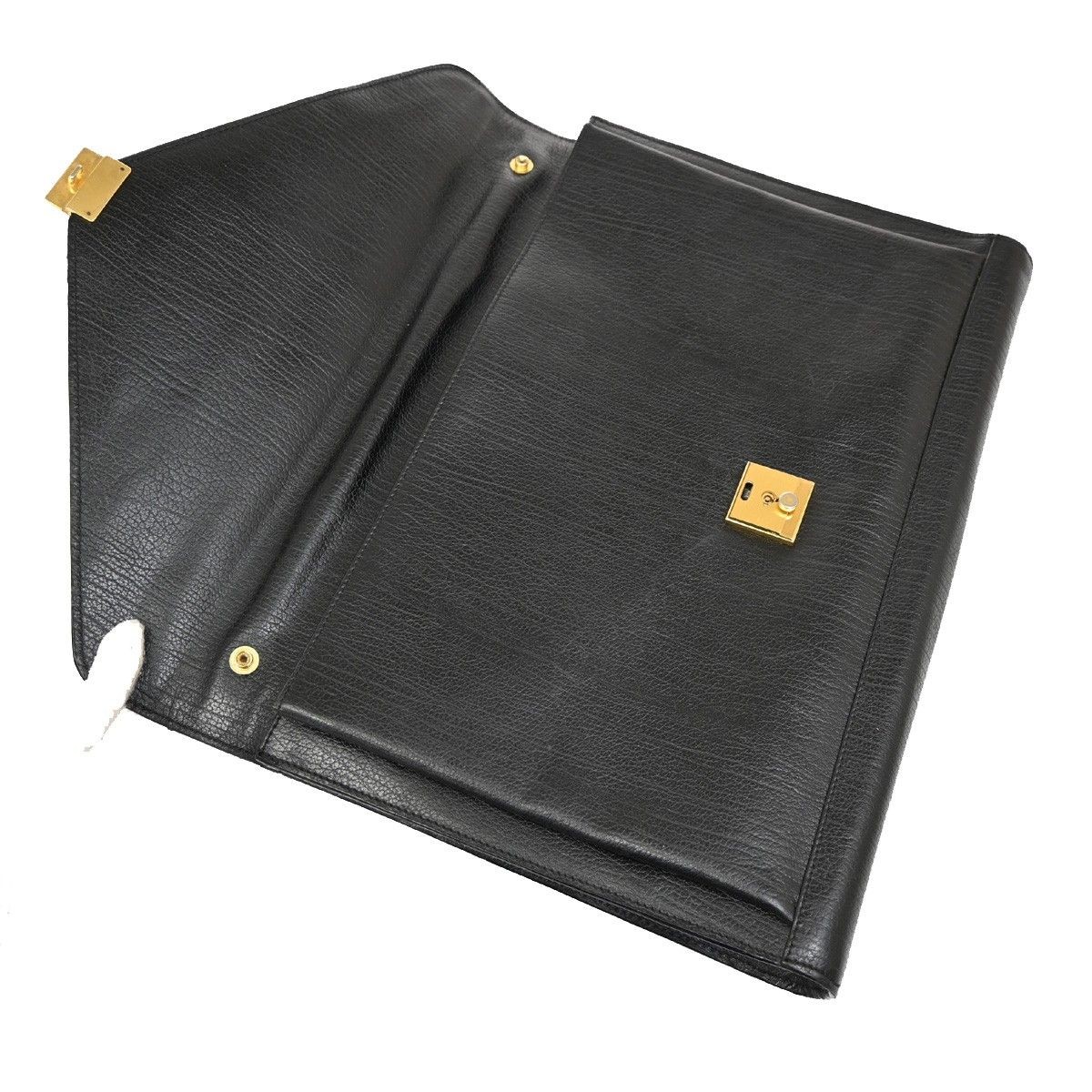 BALLY Business Bag Handbag Black Leather Classic Elegant Vintage 27x40x4cm