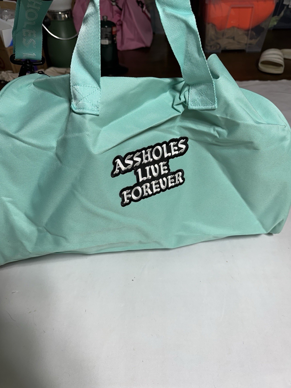As*holes Live Forever ALF Blue Teal Long Strap Mini Baggage Duffle Bag New
