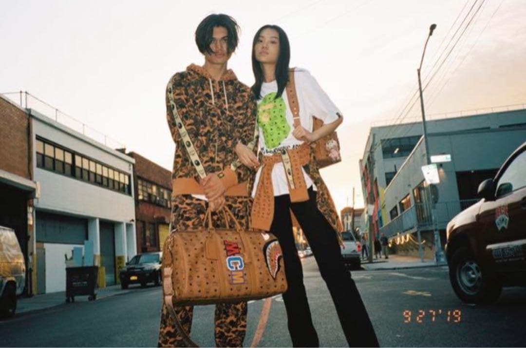 MCM A BATHING APE Boston Bag Rare Vintage Collaboration 50cm