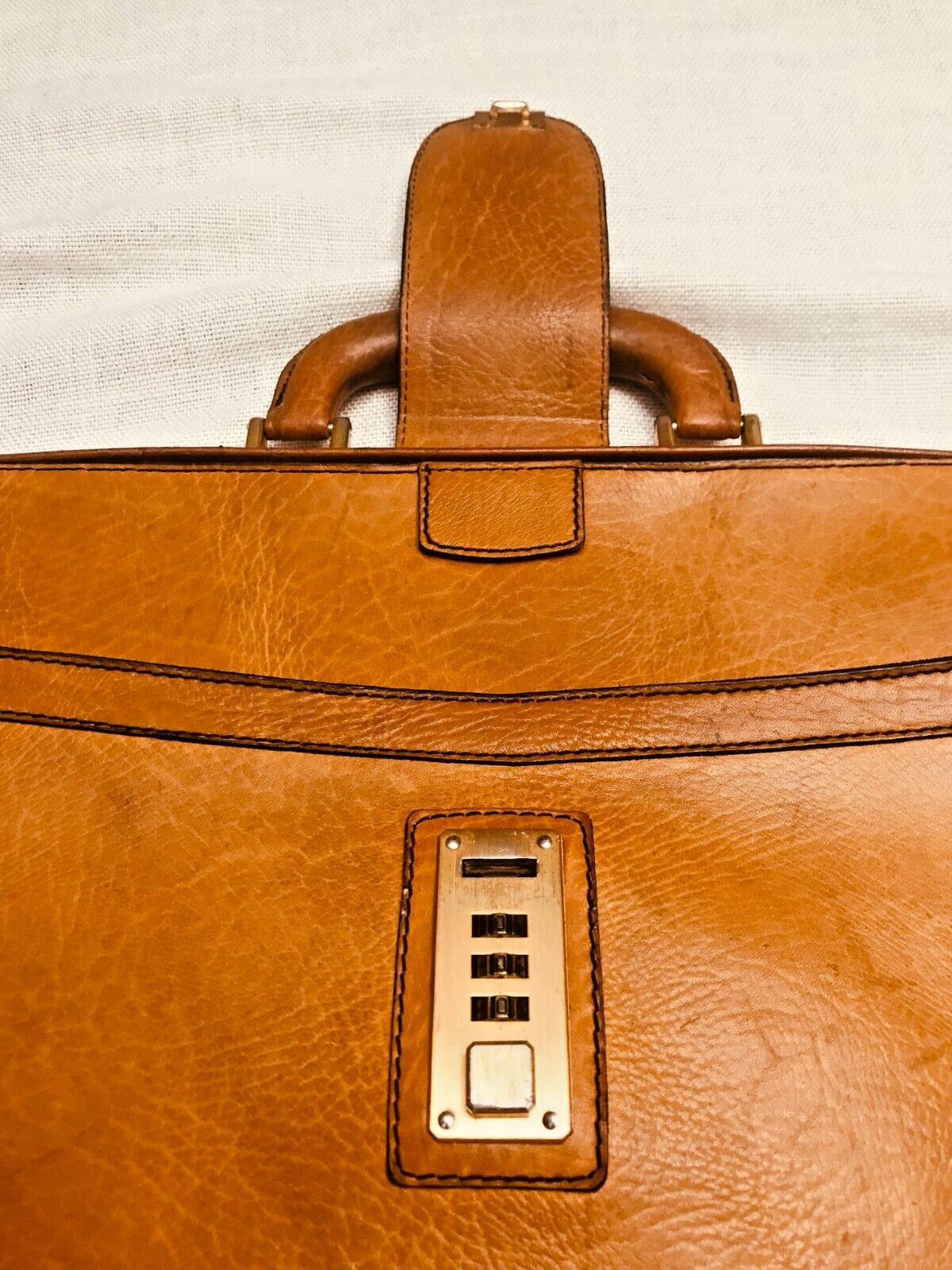 GOLDPFEIL “CARACCIOLA” Tan Leather Briefcase / Lawyer Bag – W. GERMANY