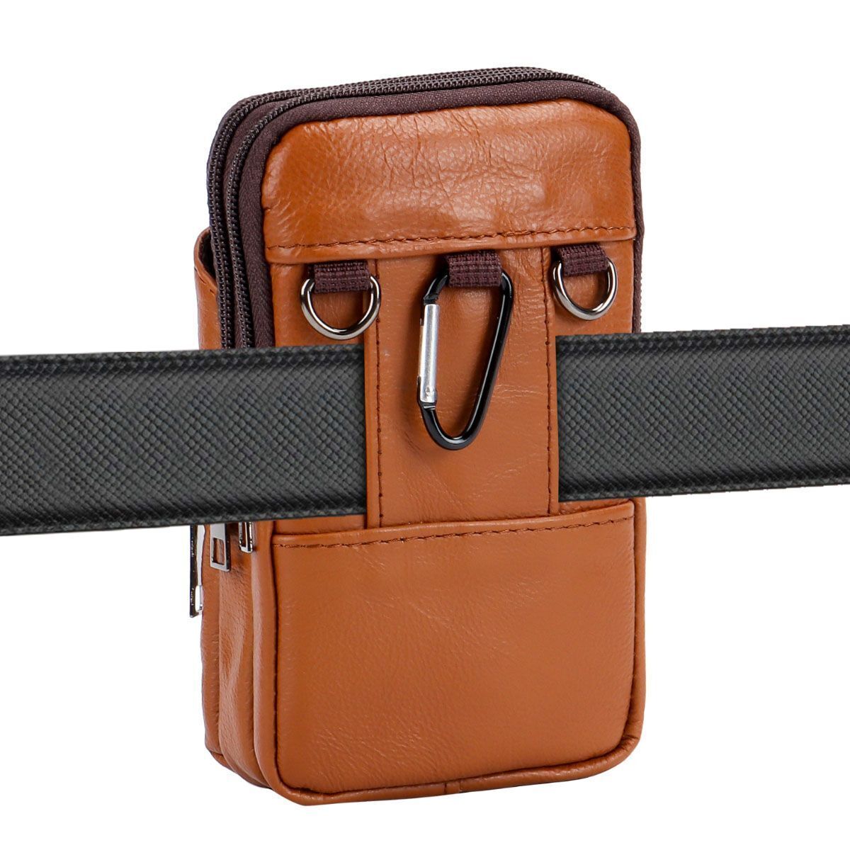 Men Leather Phone Pouch Belt Bag Shoulder Fashion Crossbody Waist Pack Handbag