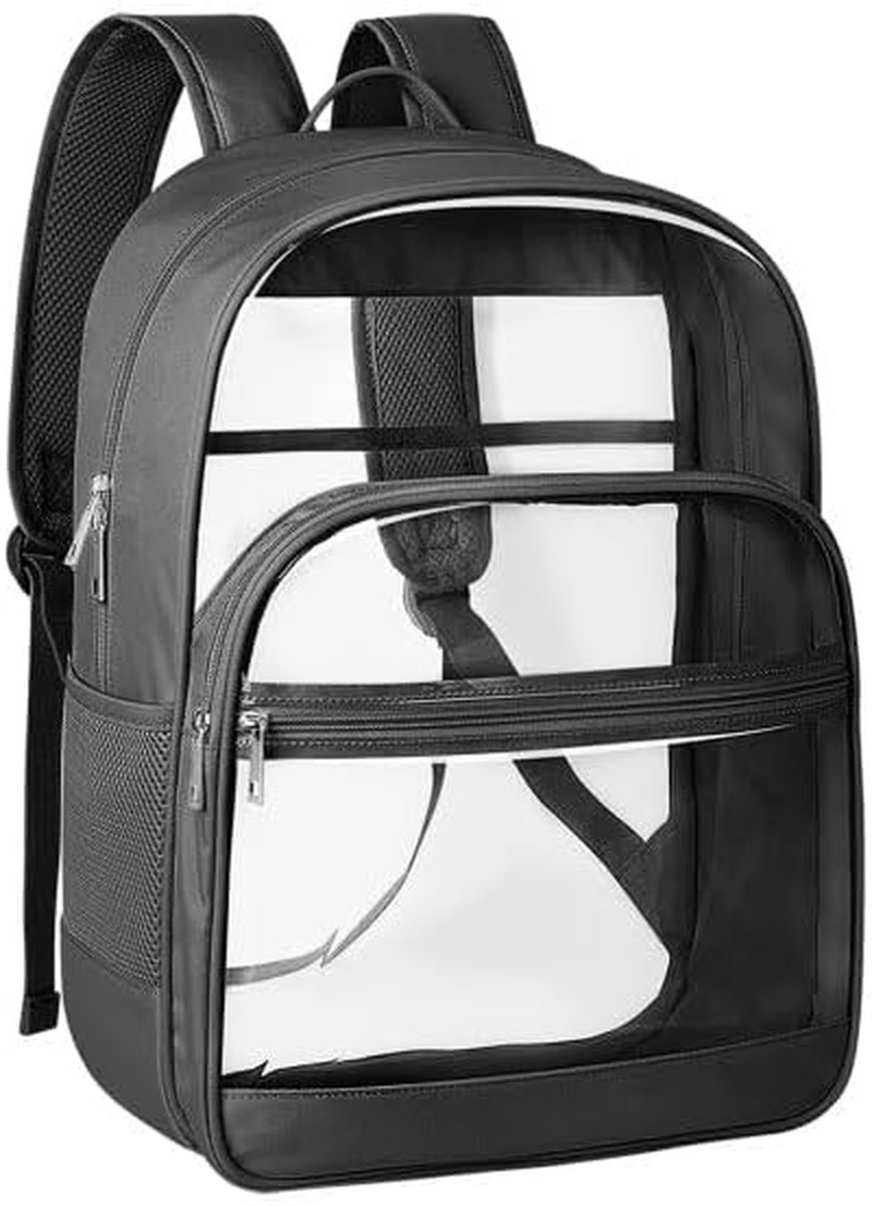 Clear Backpack, Heavy Duty Transparent Bookbag for School, Fabric & PVC Transpar