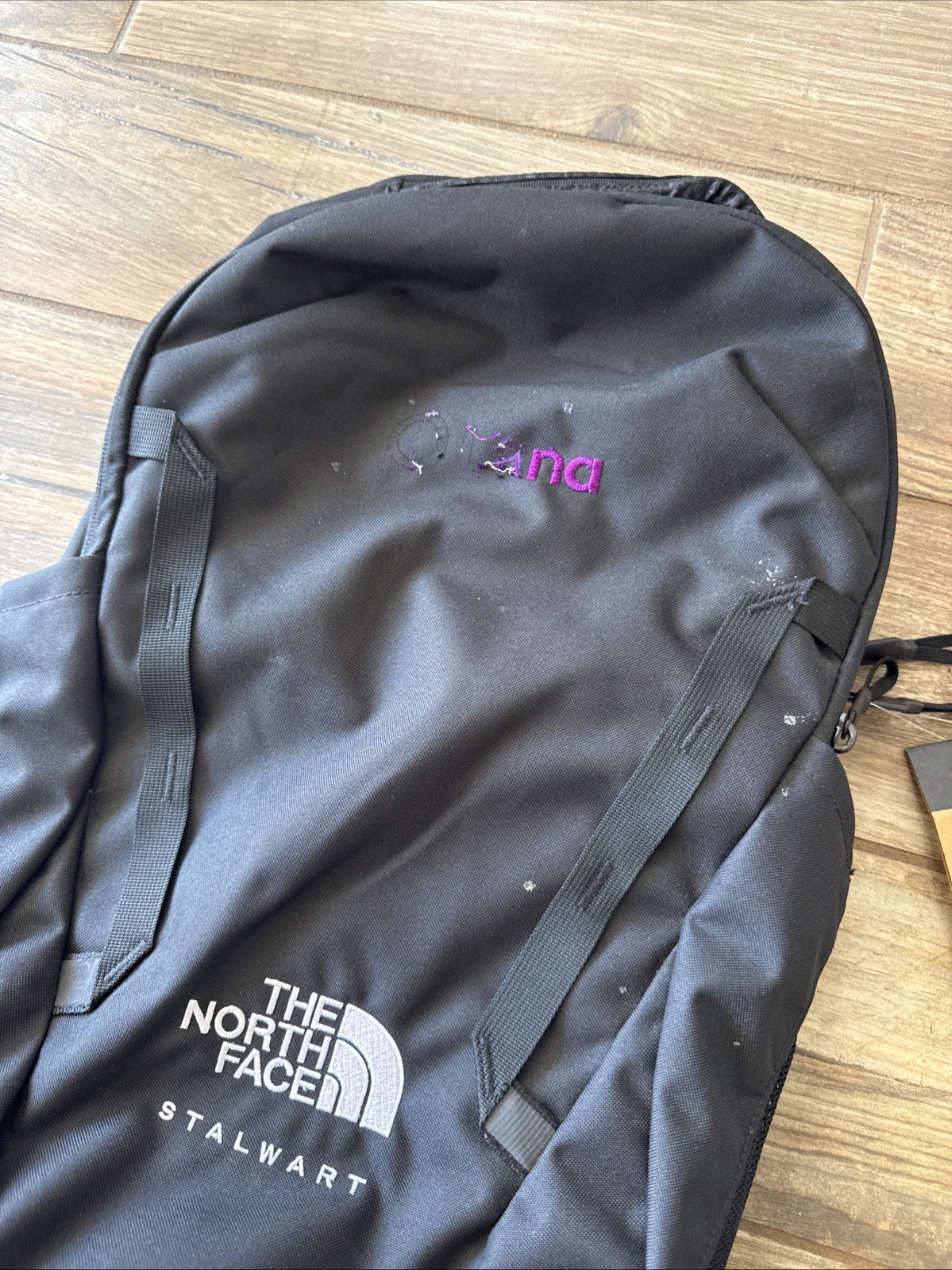The North Face Stalwart Black Backpack 26L Laptop Sleeve Company Logo