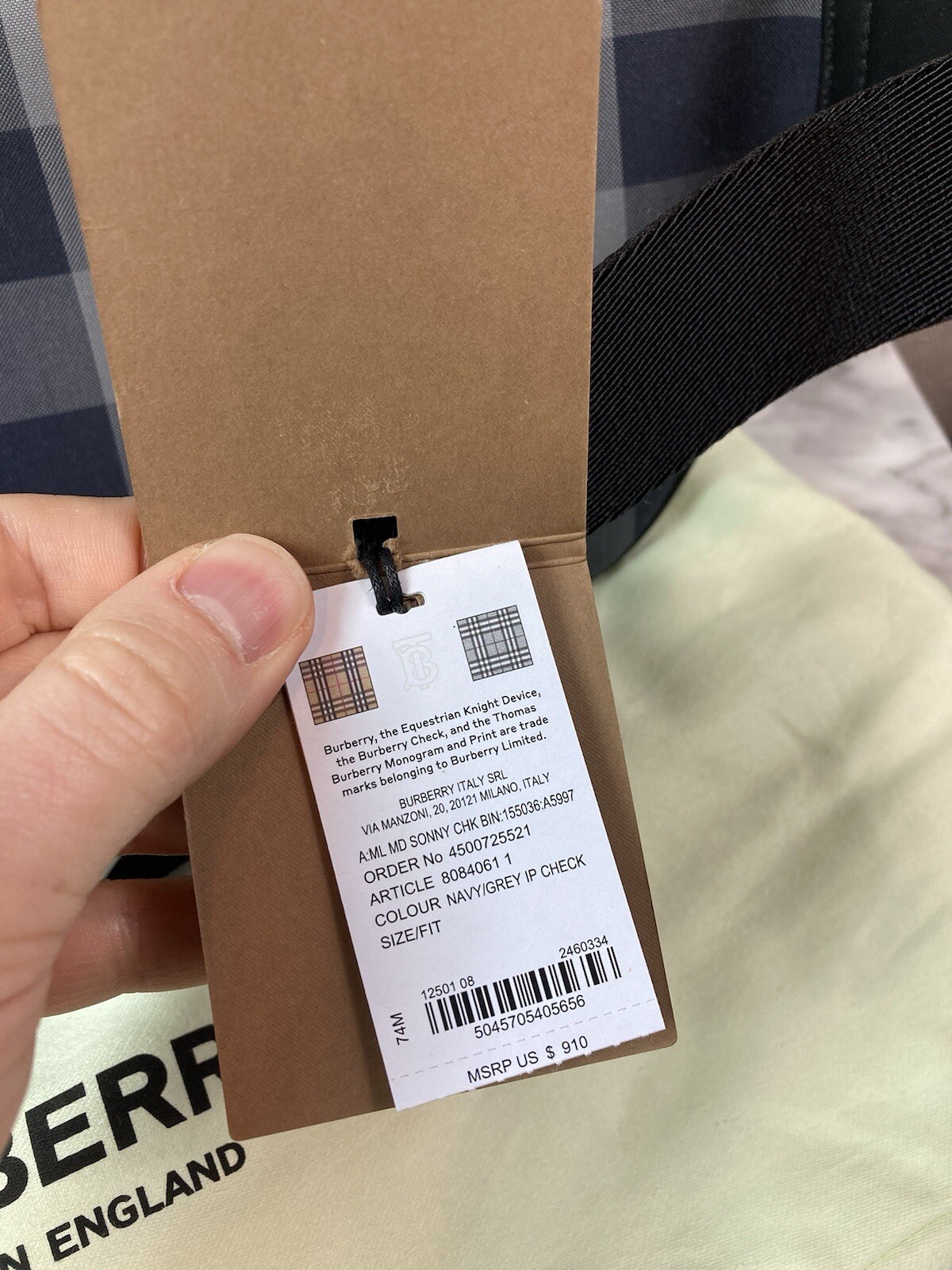 NWT Authentic Burberry Navy Grey IP Check Canvas Sonny Belt Bag – $910 Retail
