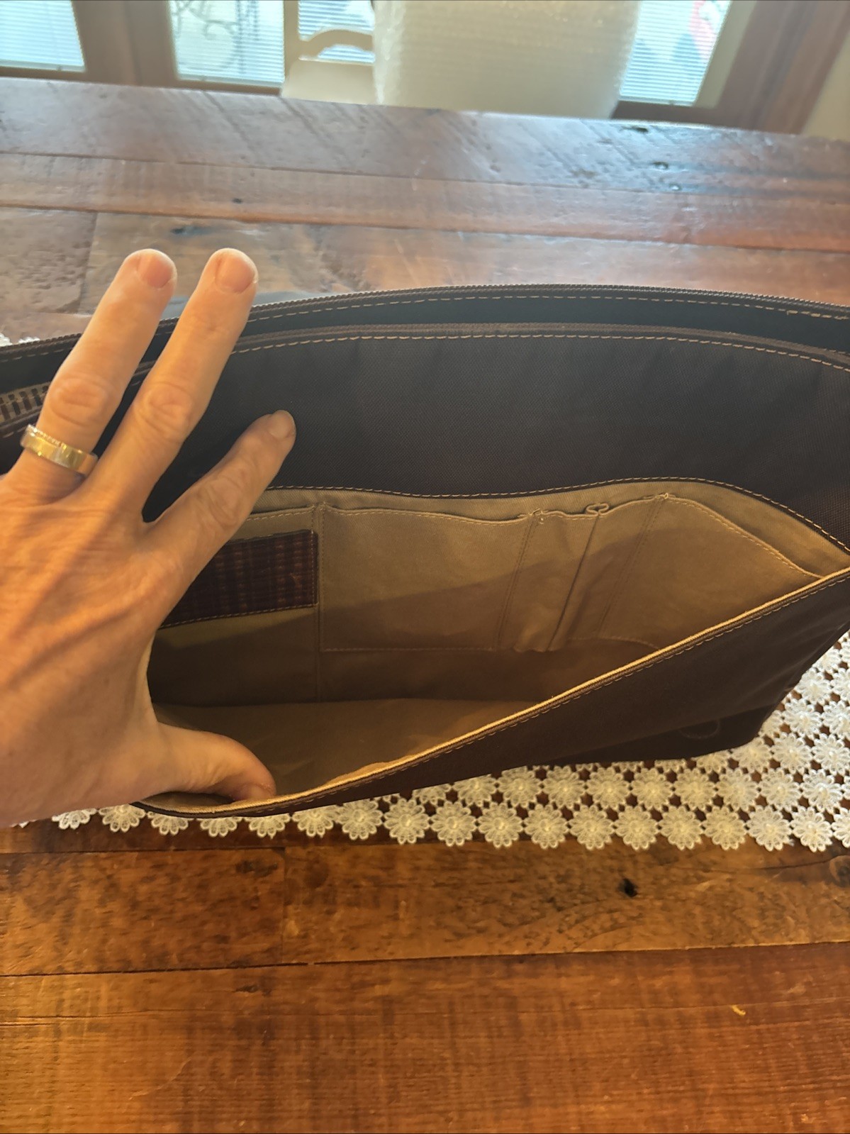 BOCONI Men’s Leather & Canvas Messenger Bag.