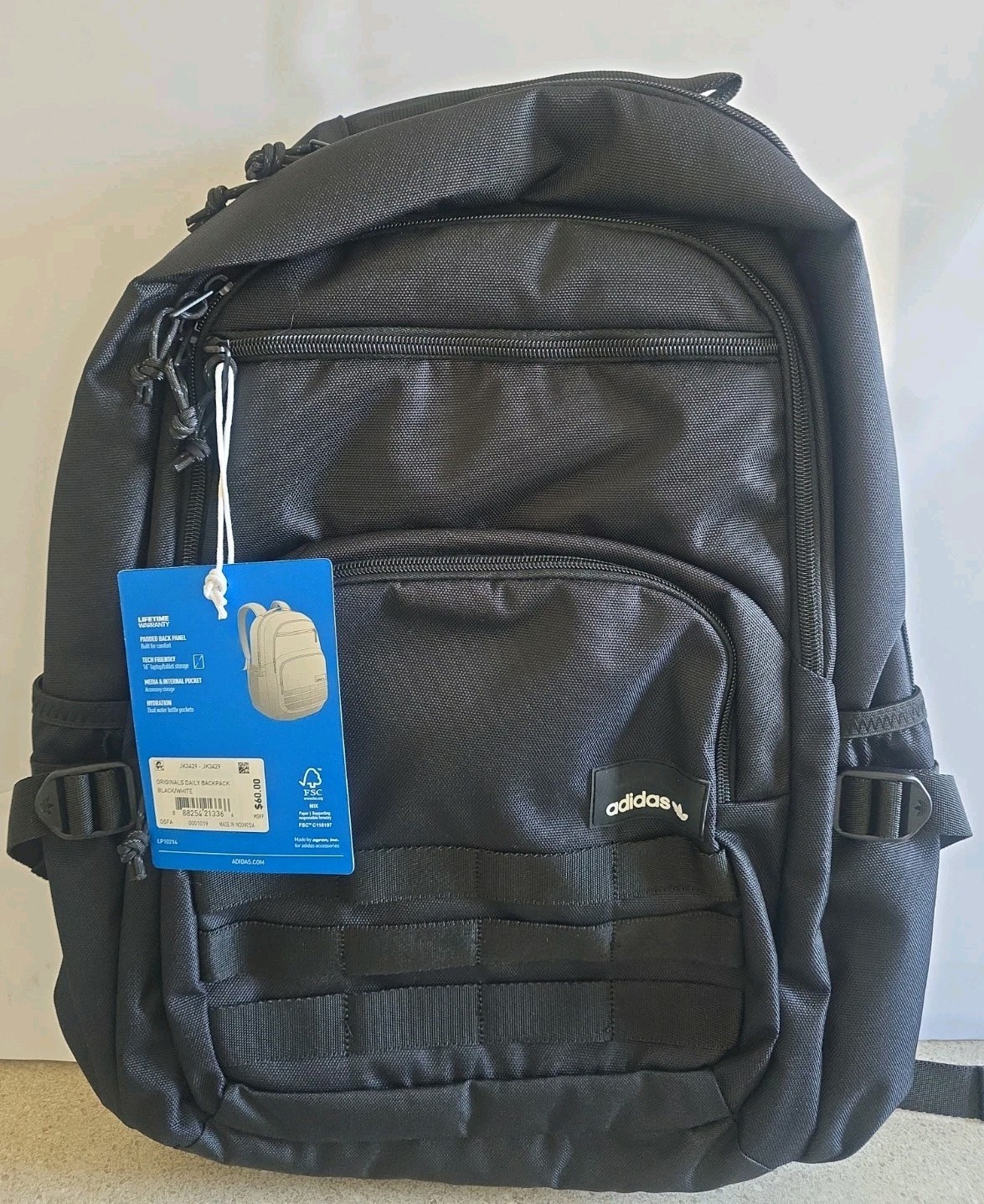 Adidas Originals Unisex Classic Daily Backpack Travel Laptop Bag Black – New