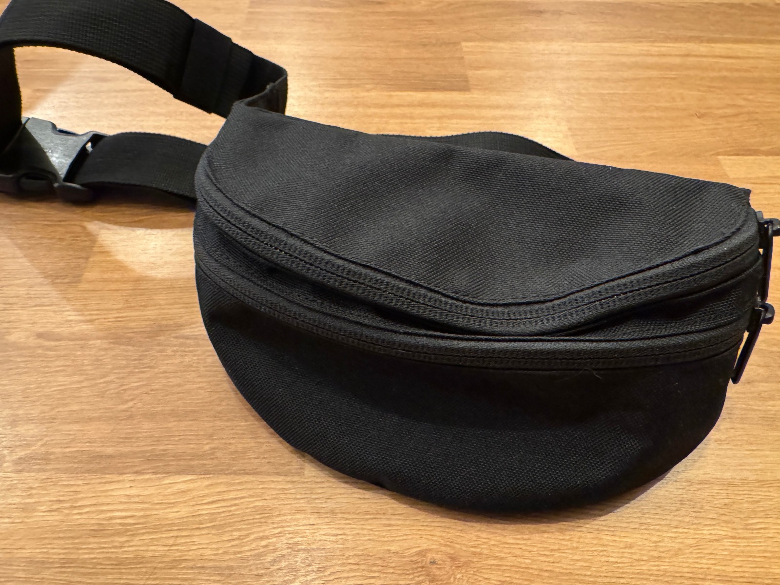 Unbranded black two zipper belt bag waist pack nylon clip strap