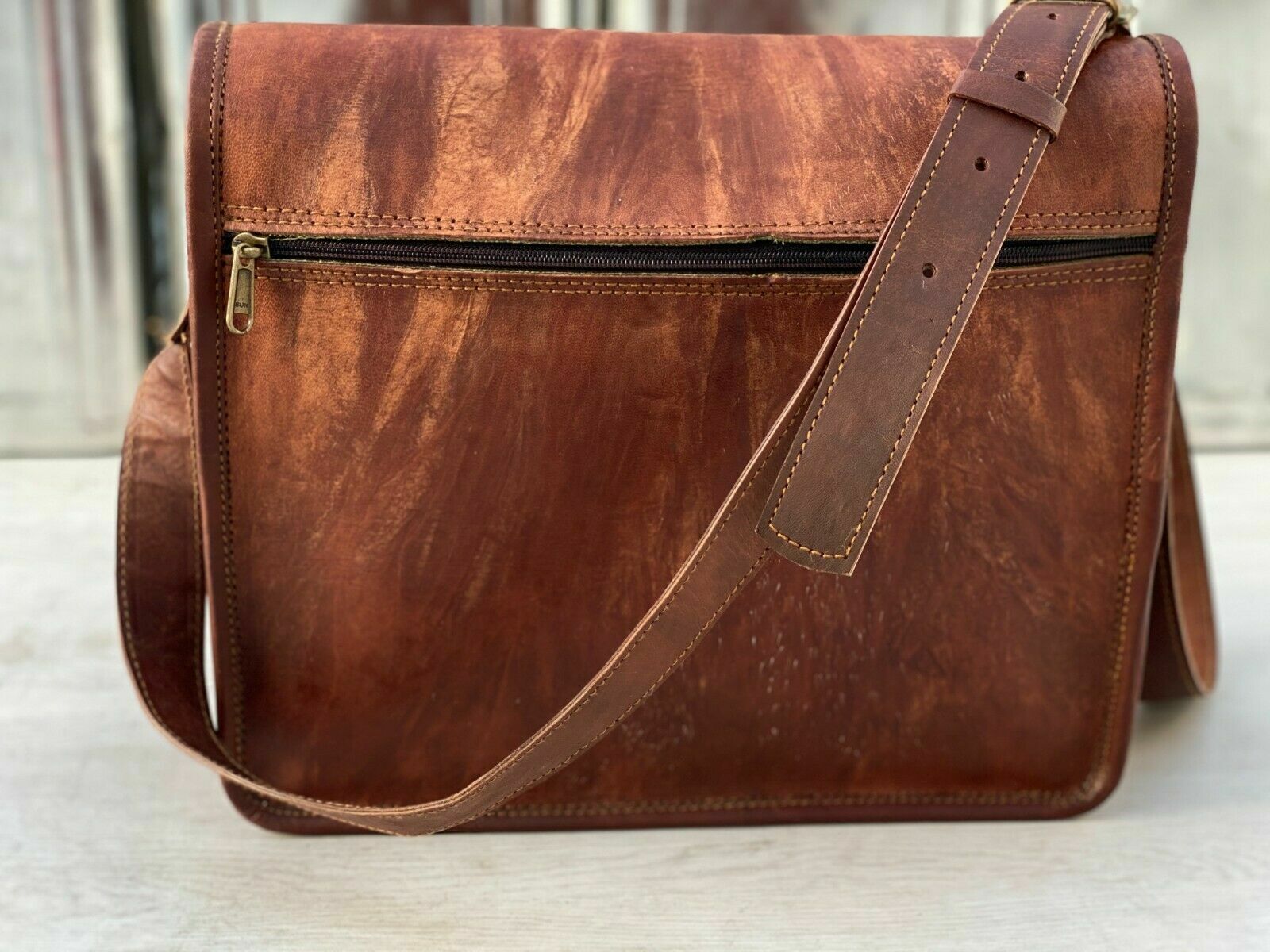 Vintage Leather Messenger Shoulder Laptop Bag Briefcase 18 Inch Men Best Seller