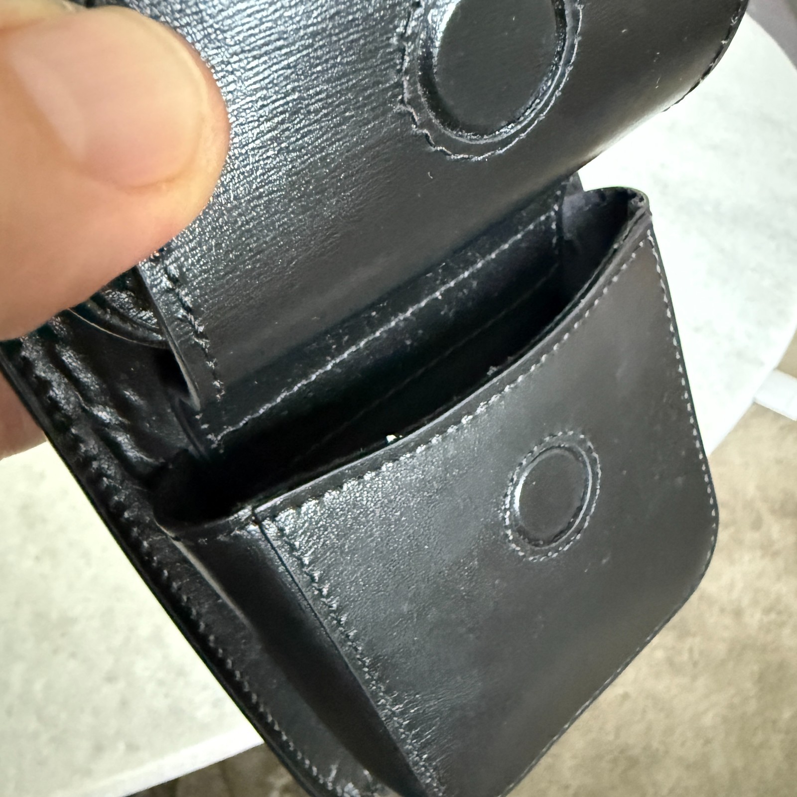 VERSACE 1013558 Phone Pouch Bag Black Calf Leather with lanyard