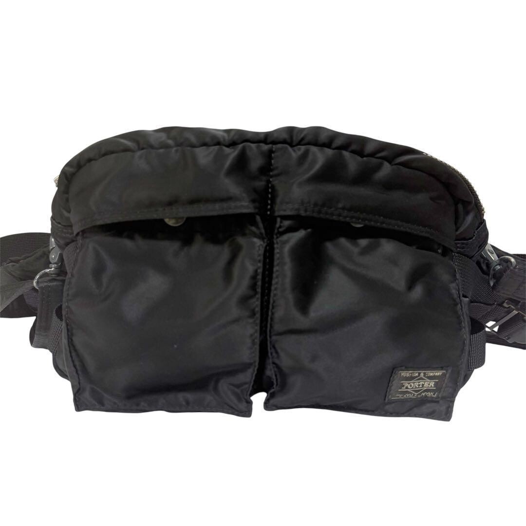 PORTER TANKER 3 Way Bag Black Nylon Waist Body Shoulder Bag Japan 28cm 22cm