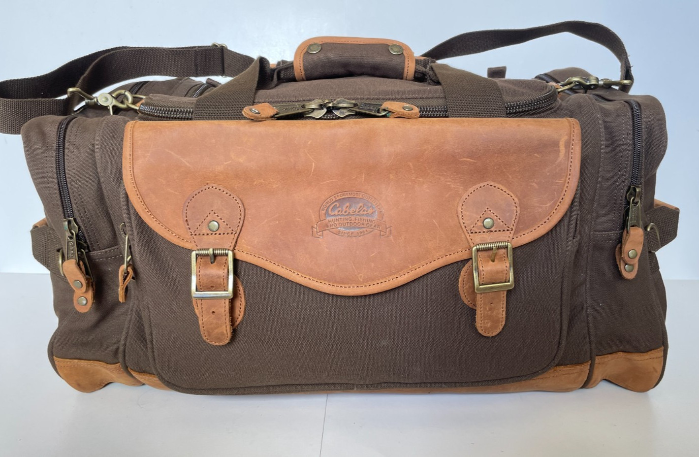 Cabela’s Vintage Battenkill Canvas & Leather Large Duffel Bag Luggage Filson