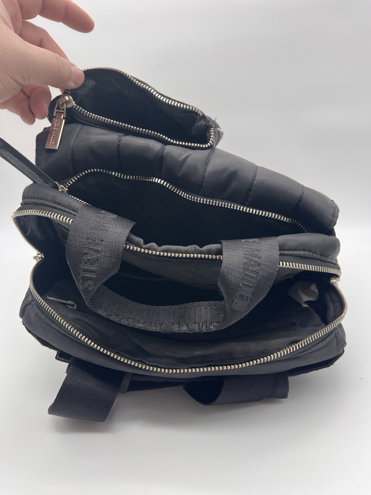 Steve Madden Black Backpack Unisex 4-Zip Compartments Casual Travel Bag