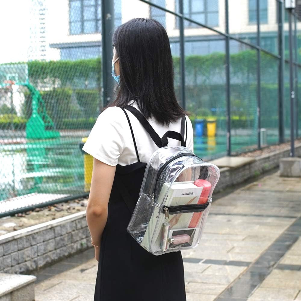Cold-Resistant Small Clear Backpack for Stadium Events, Black | Waterproof PVC C