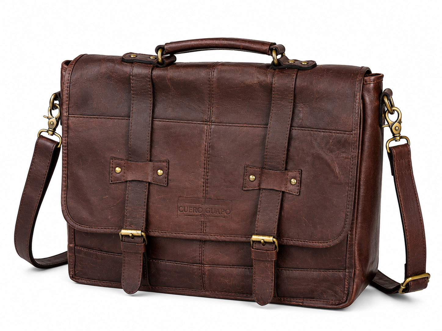 Vintage Leather Messenger Bag Laptop Briefcase Satchel Shoulder Work Brown