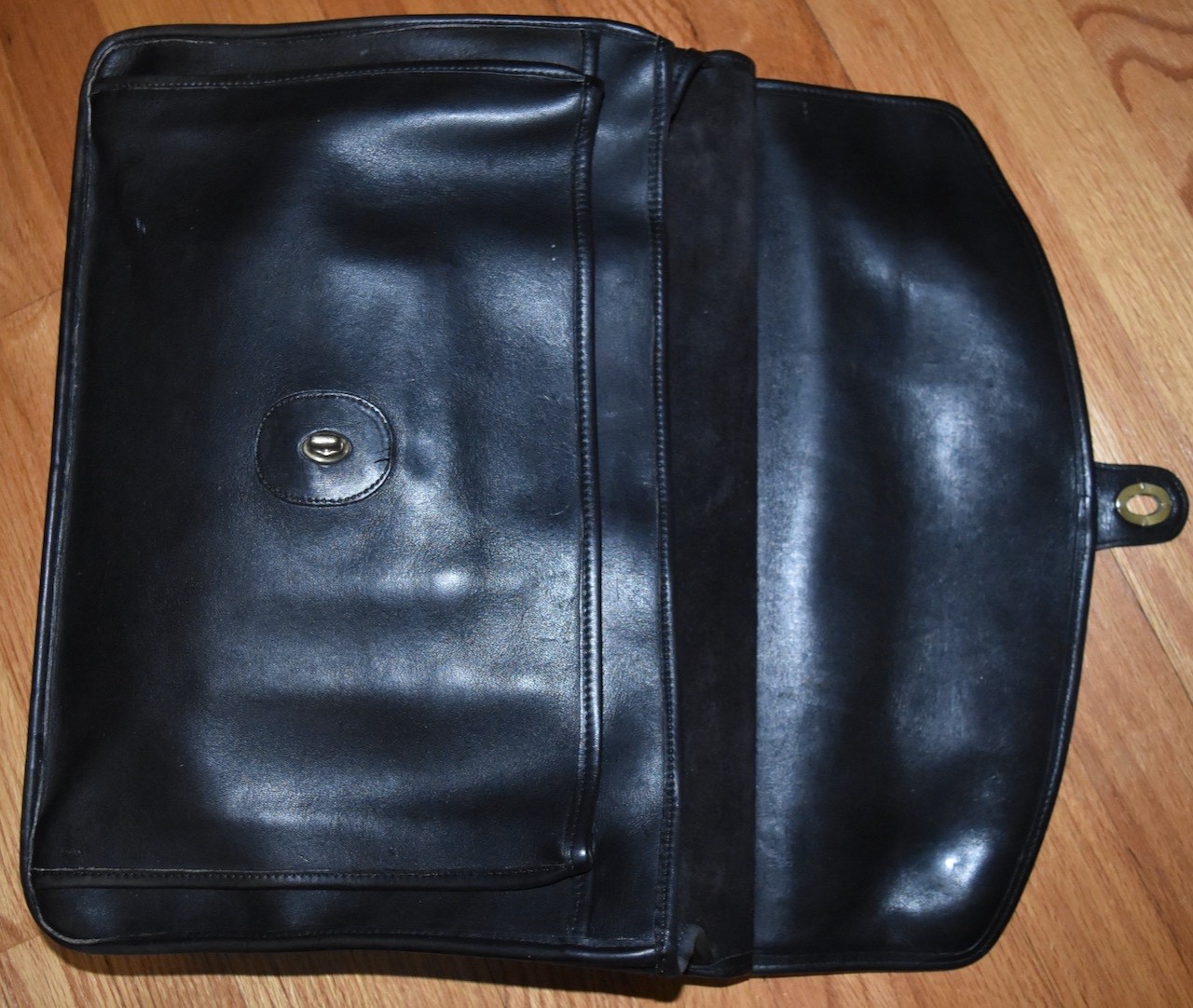 VTG Coach Beekman Brief Bag Briefcase Laptop Bag Black Leather Strap 5266 USA