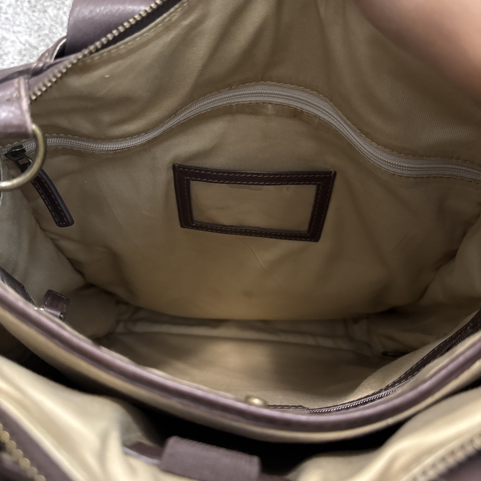 Levenger Beige Light Brown Leather Large Convertible Bag Backpack