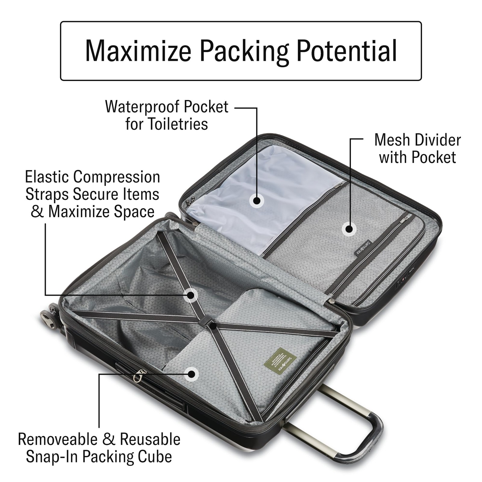 Samsonite Octiv Hardside Spinner Aluminum Silver Check Medium 24 U1