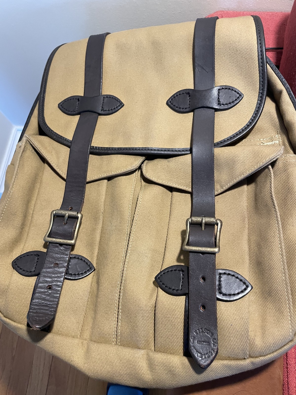 FILSON Rucksack (Backpack) – Authentic Classic Tan Cotton Twill & Bridle Leather