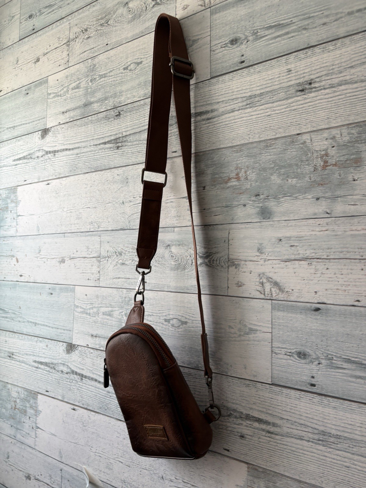 Wrangler Mini Crossbody Sling Bag Brown Faux Leather Western Shoulder Purse