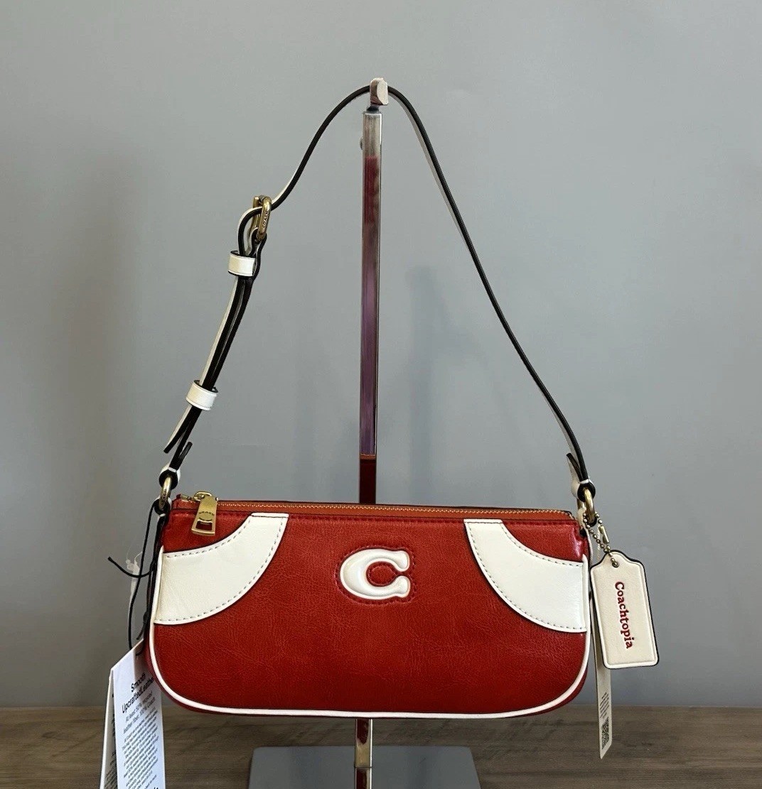 Coach Coachtopia Bowling Small Shoulder Bag Upcrafted Leather Red/White CFB01