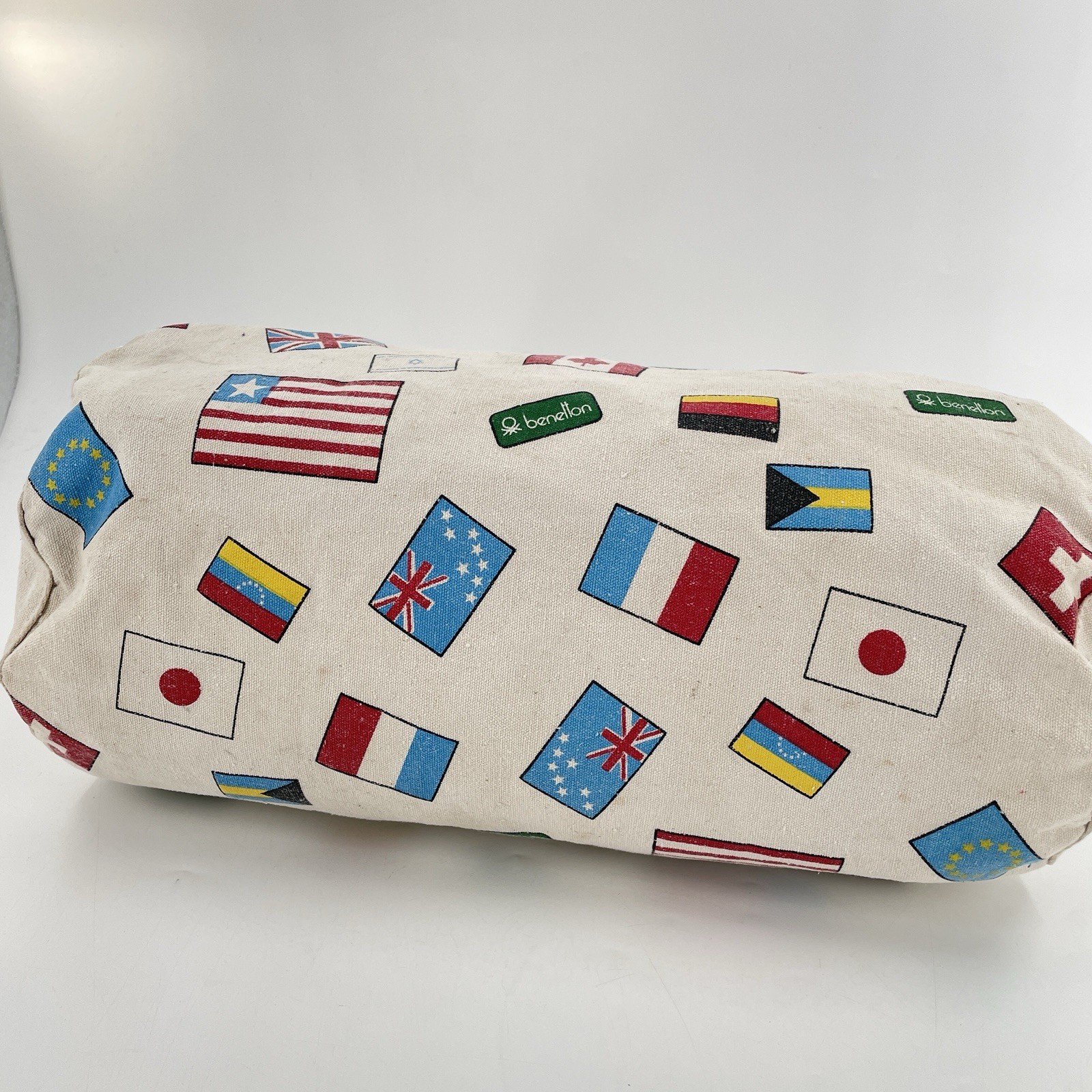 Rare Vintage 80s Benetton Olympic Global Country Flag Print Small Duffle Bag