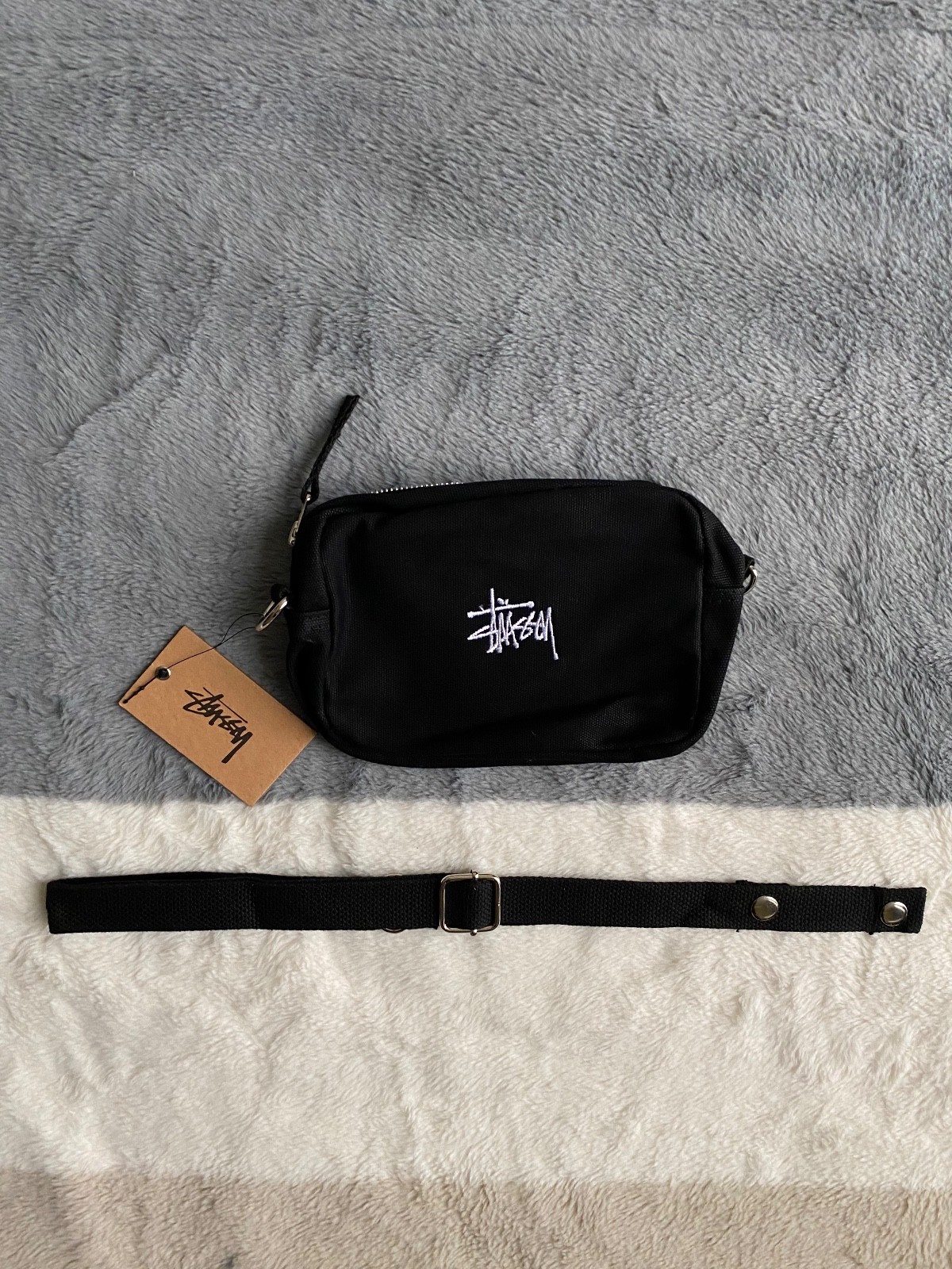 Stussy Canvas Pouch Logo Shoulder Bag Navy
