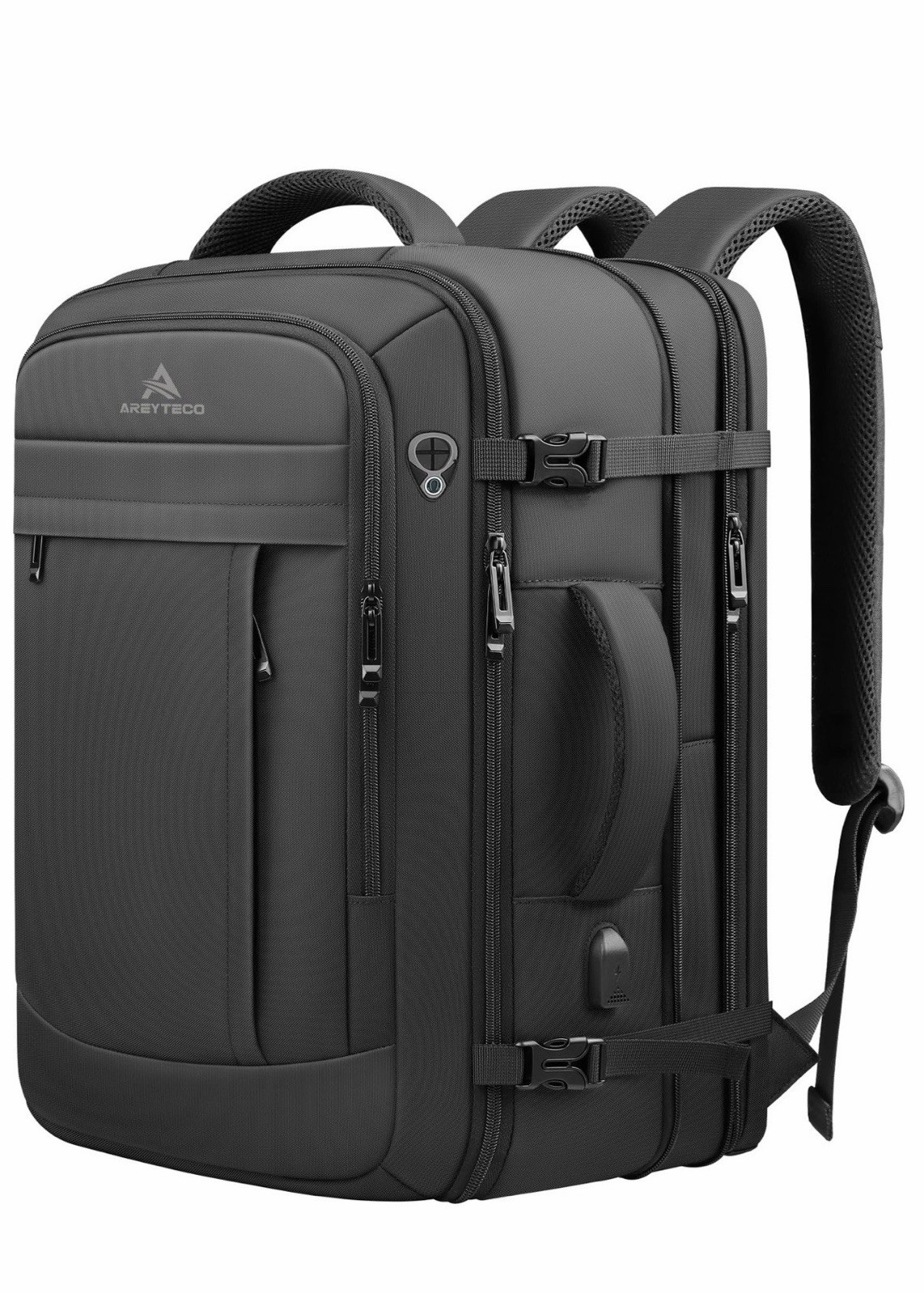 AREYTECO Travel Backpack, 50L Expandable Extra Large Laptop Backpack, Carry On