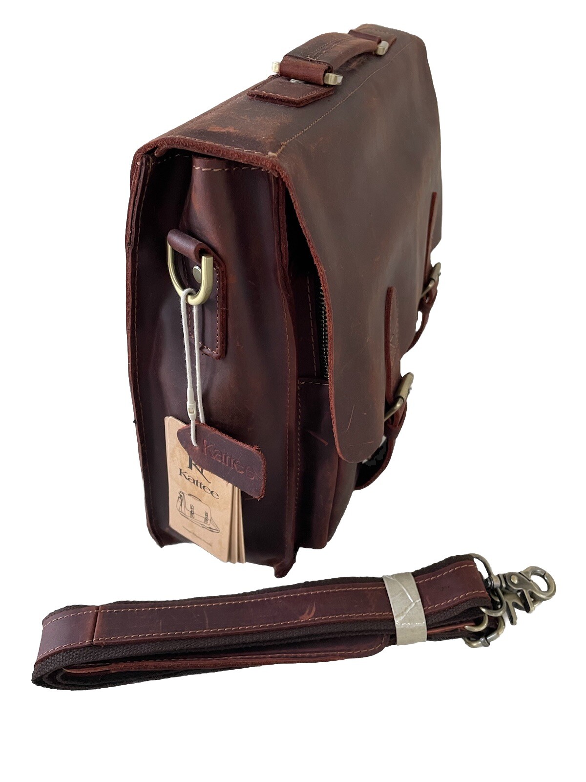 NEW 💼 Kattee Brown Leather Laptop Briefcase