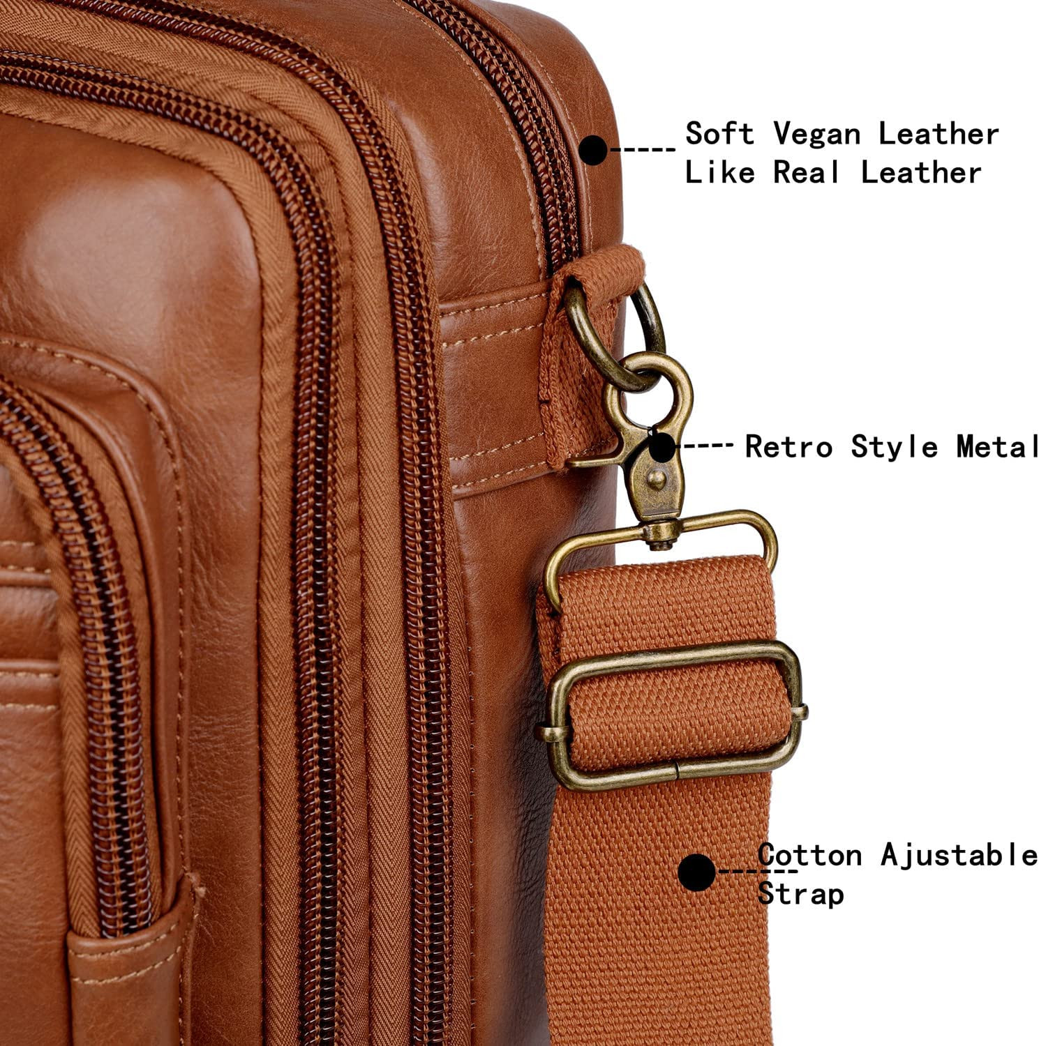 5.6″ Vegan Leather Laptop Backpack Briefcase Convertible Travel Bag Brown