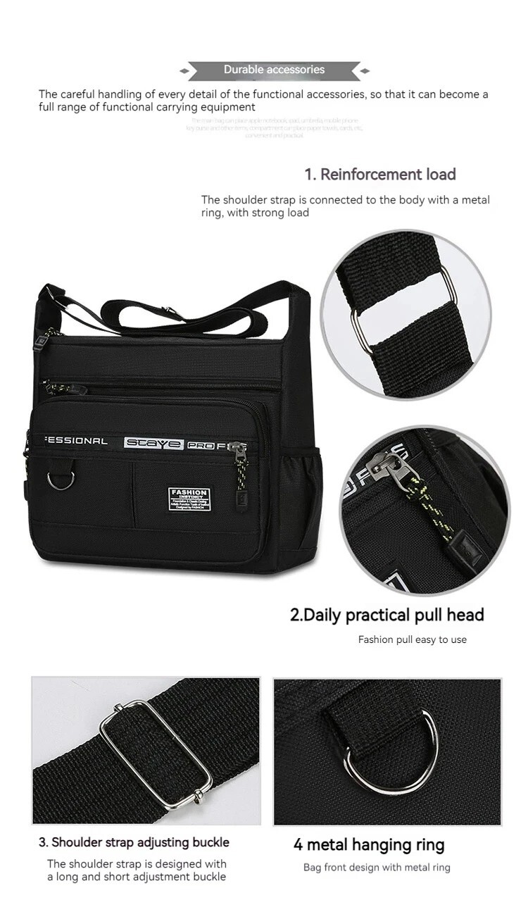 Men Crossbody Bag – Fashionable Multi-Pocket Storage Big Capacity Travel Gift