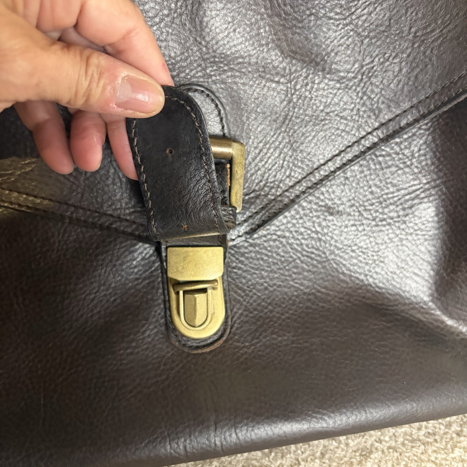 Mulberry Scotchgrain Leather Chocolate Brown Briefcase Document Case with Strap