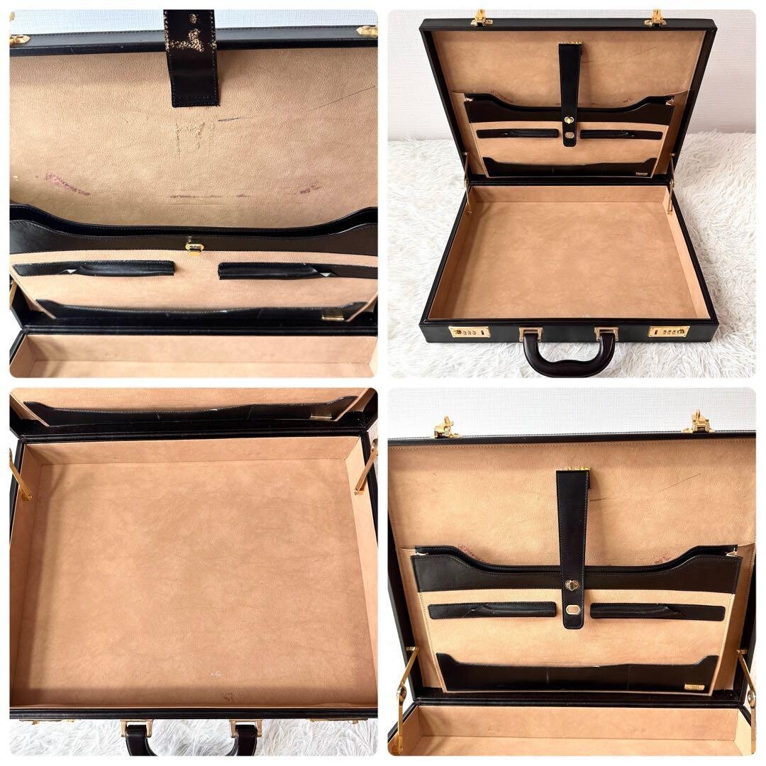 Bally Intrecciato Leather Pilot Case Black Gold Lock A4 PC Briefcase Italy