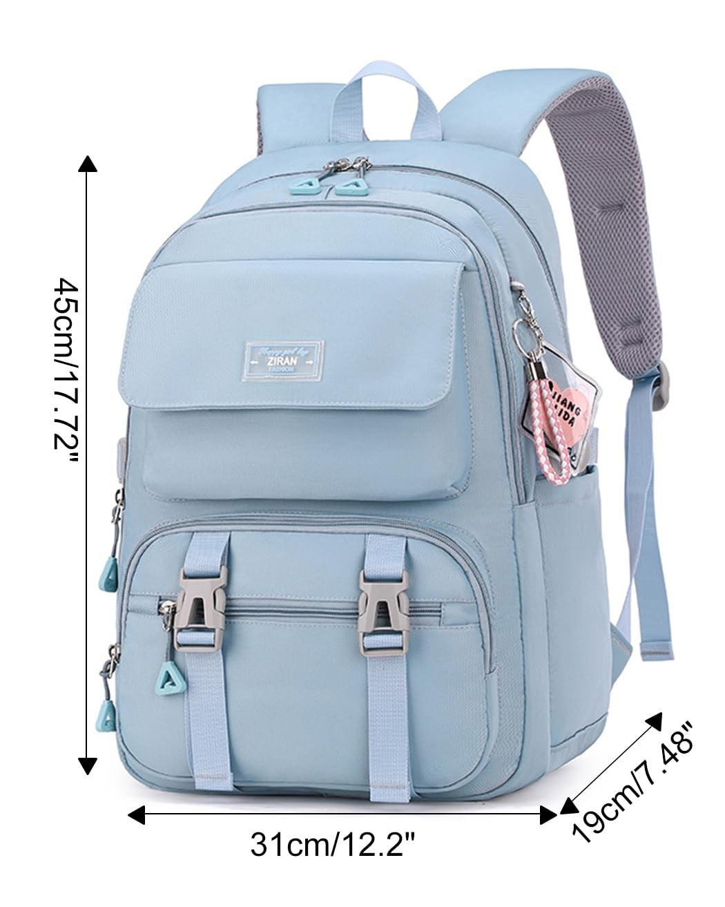 Teen Girls Casual Backpack High Middle School Daypack Travel 2# Blue 26 Liters