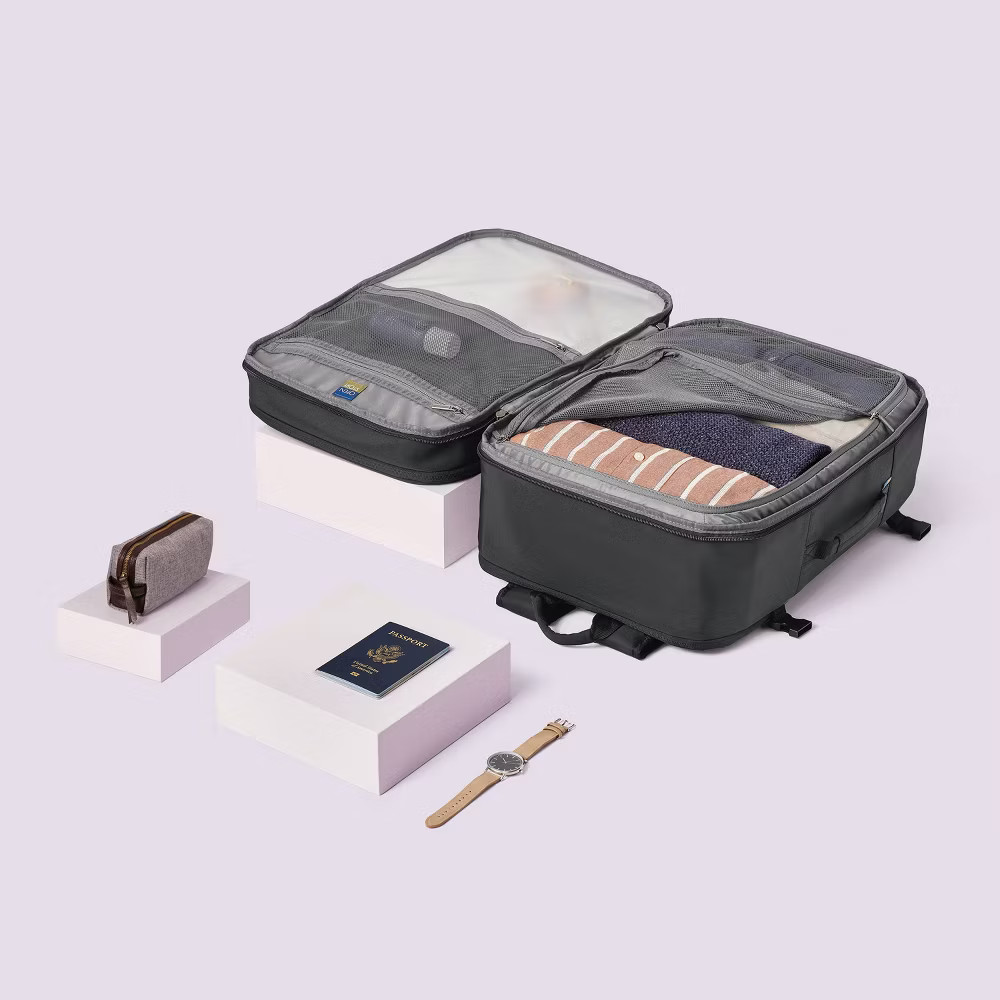 45L Travel Backpack – Open Story Black