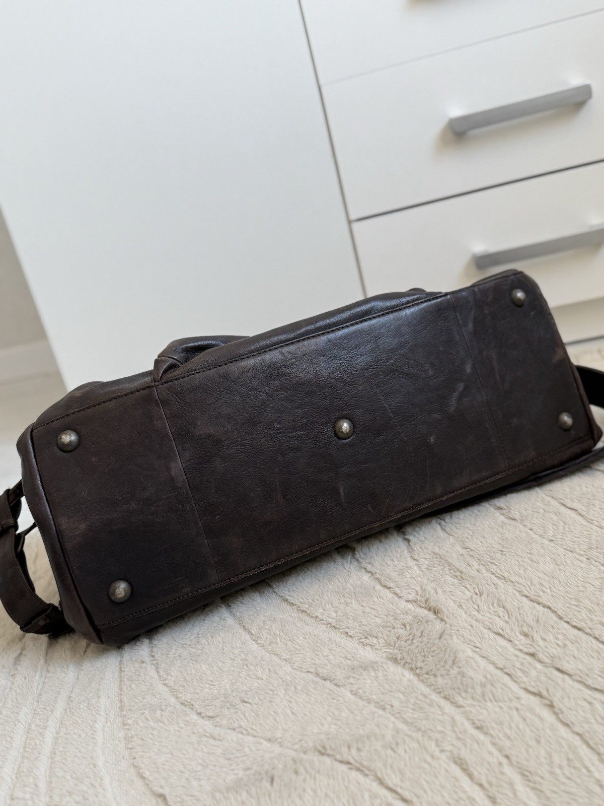 Aunts & Uncles Barber Men’s Leather Travel Weekend Brown Bag Retro Style