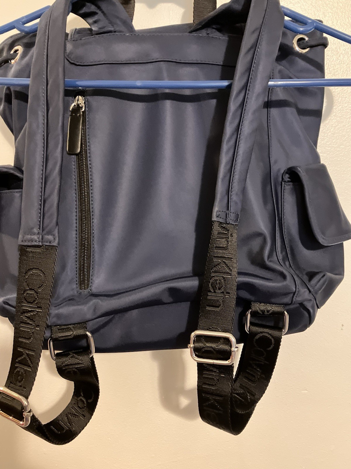 Calvin Klein Blue Nylon Utility Backpack Travel Bag Multi-pocket Shoulder Strap