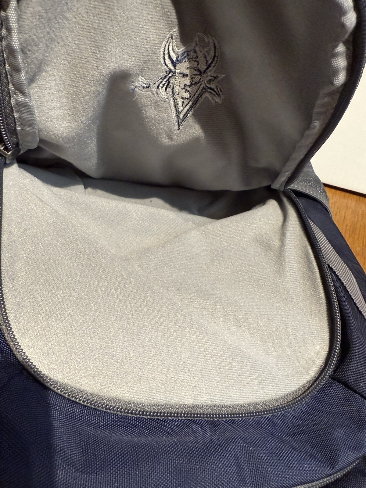 Under Armour Storm Backpack Navy Gray Viking Mascot Logo Water-Resistant OSFA