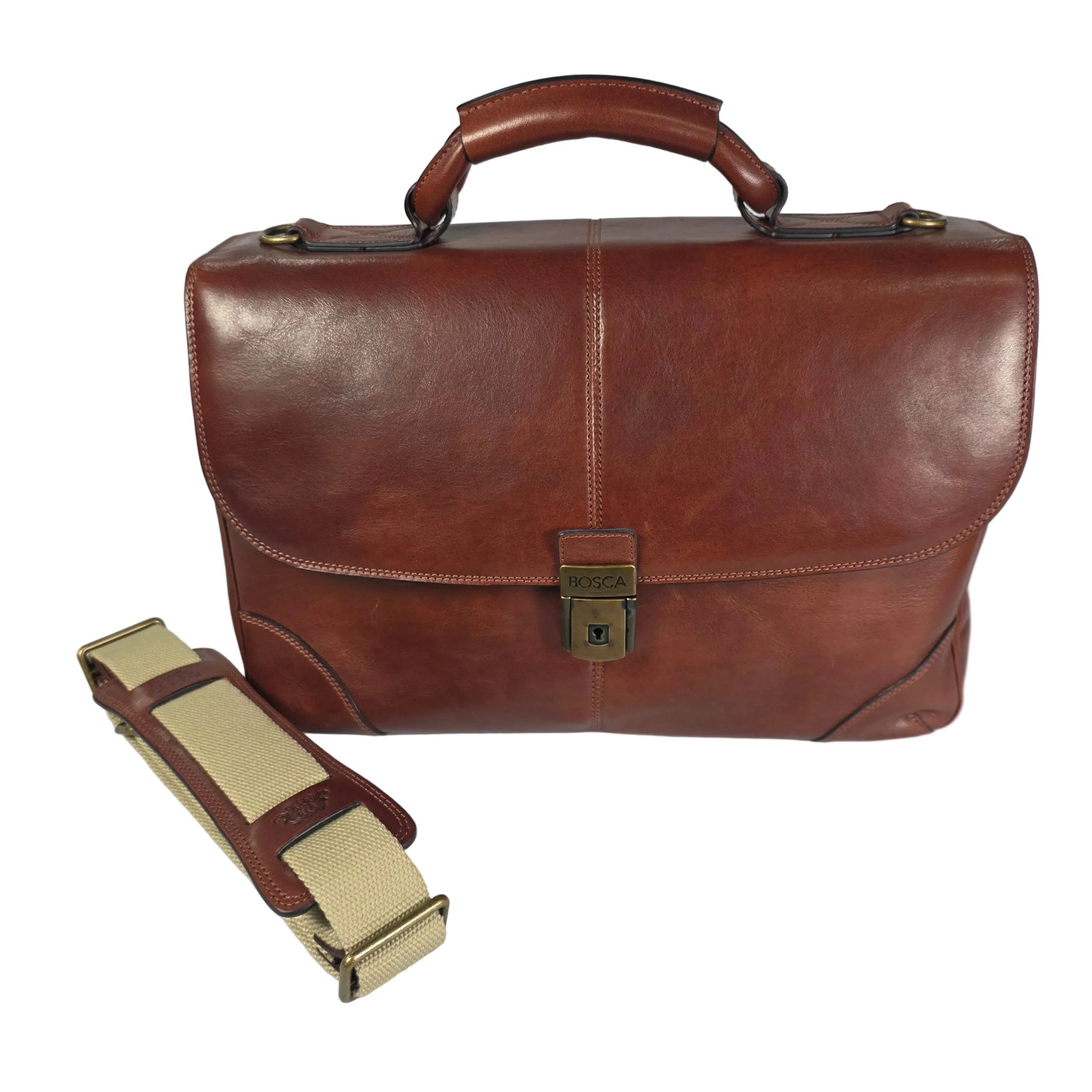 Bosca Dolce Collection Leather Flapover Briefcase