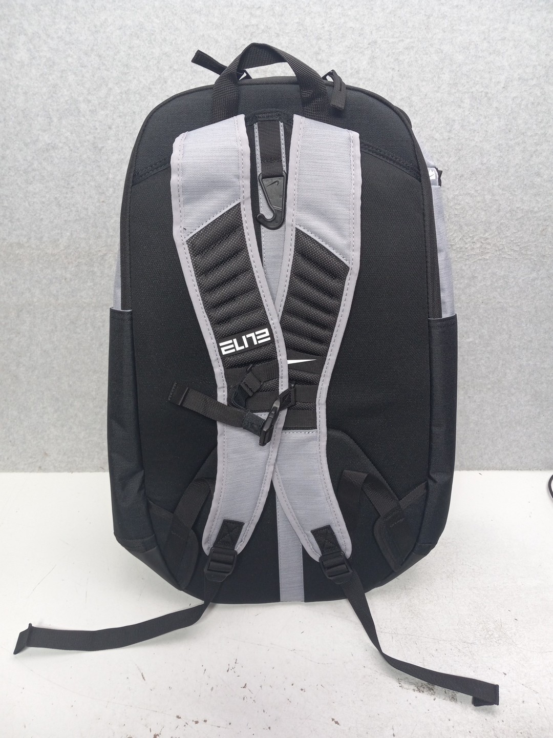 Nike Hoops Elite Pro Backpack Cement Grey White Black Laptop School Bag