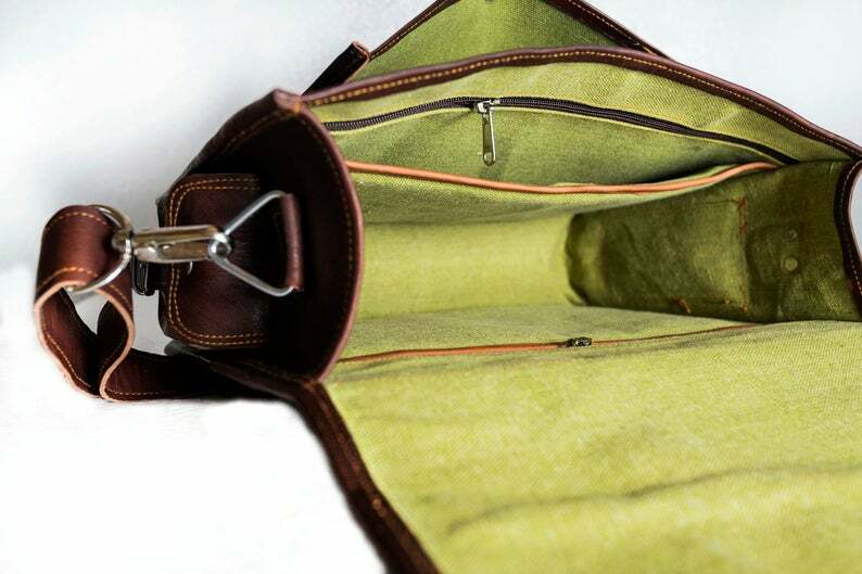 Distressed Leather Laptop Messenger Convertible Briefcase Crossbody Backpack Bag