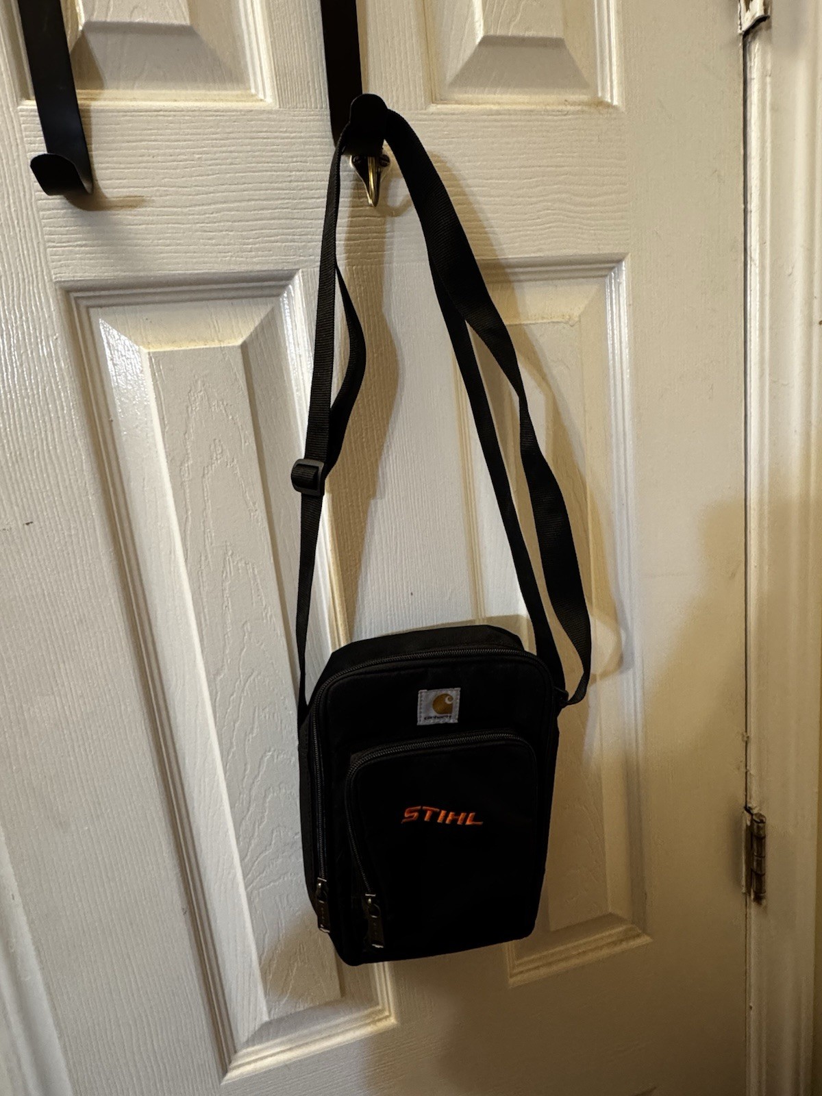 Carhartt STIHL Black Crossbody Zip Bag, Adjustable Strap, Unisex One Size
