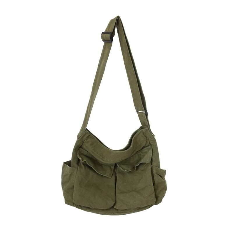 Canvas Messenger Bag Large Crossbody Bag with Multiple Pockets Canvas Shoulde…