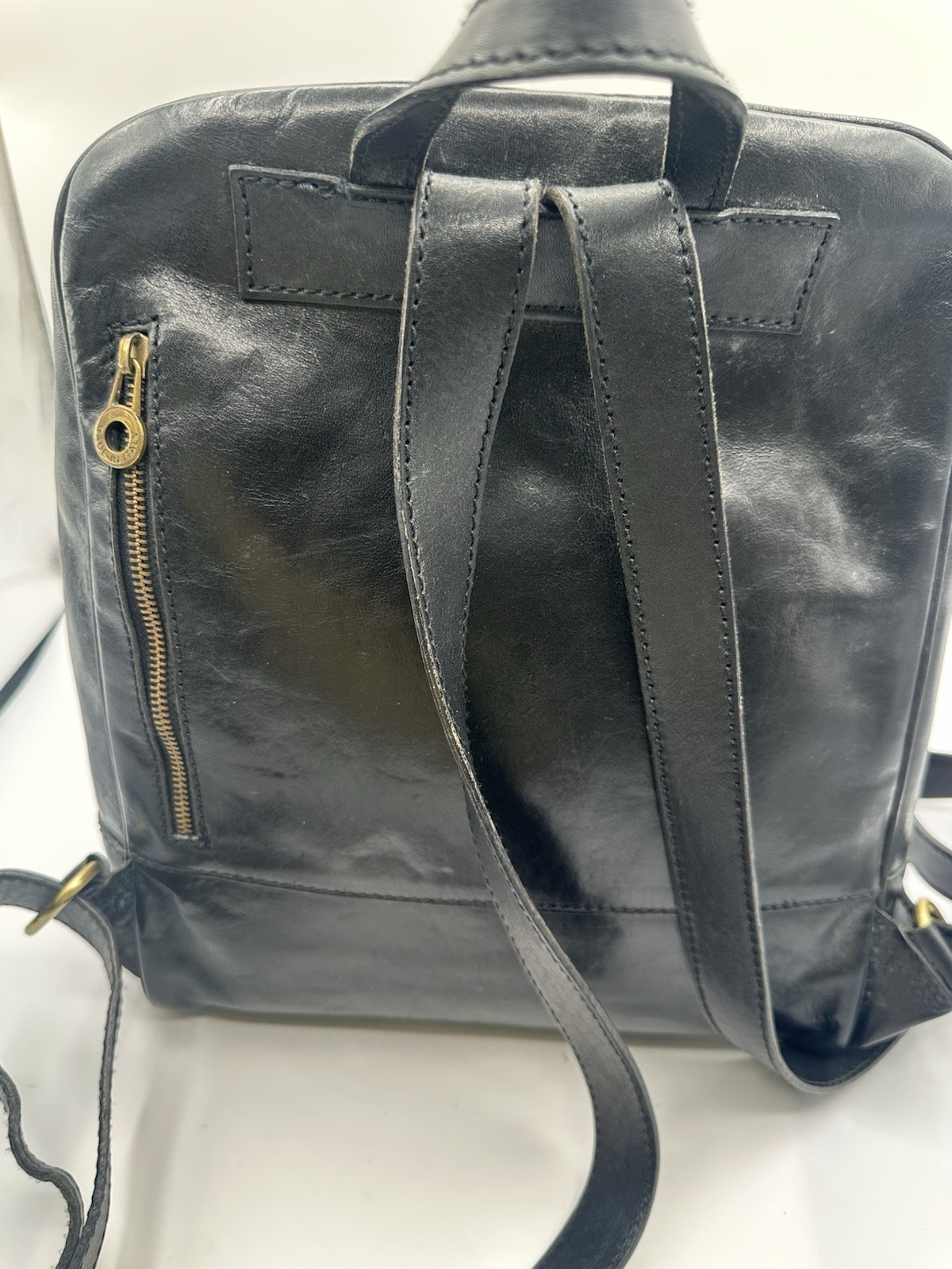 Unbranded Unisex Black Genuine Leather Backpack Made In Italy